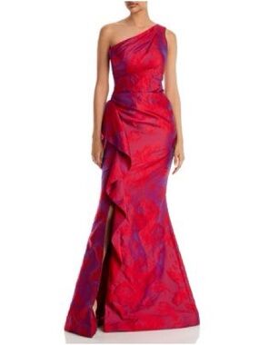 Rickie Freeman for Teri Jon Red Floral Evening Gown
